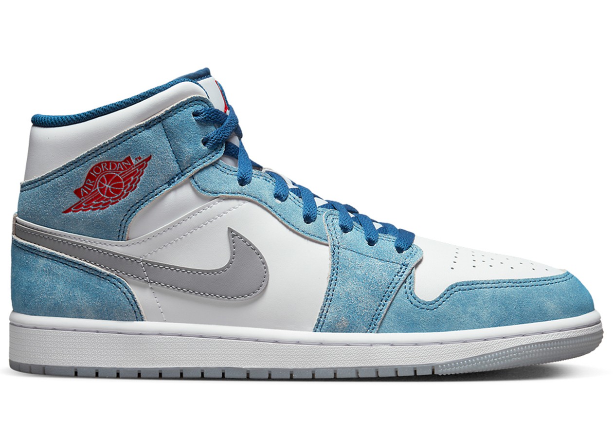 Jordan 1 Mid French Blue Fire Red