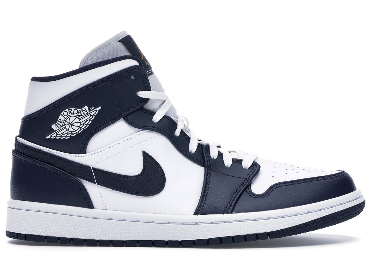 Jordan 1 Mid White Metallic Gold Obsidian