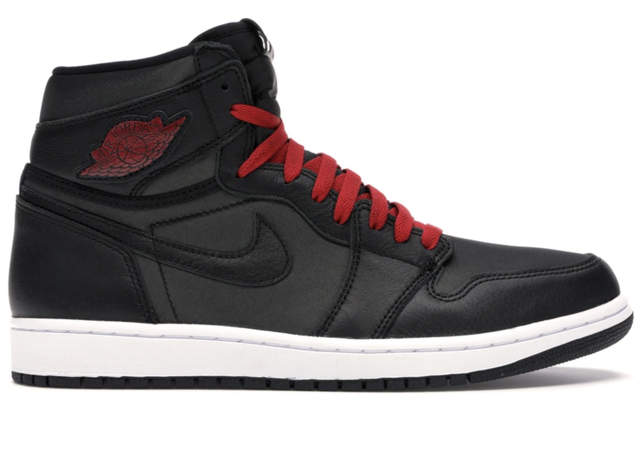 Jordan 1 Retro High Black Satin Gym Red