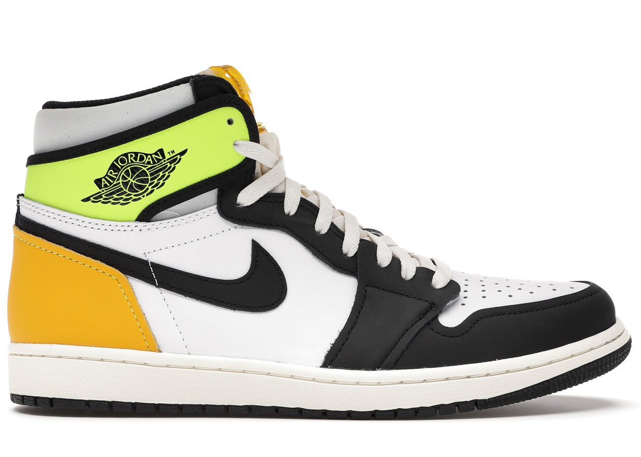 Jordan 1 Retro High White Black Volt University Gold