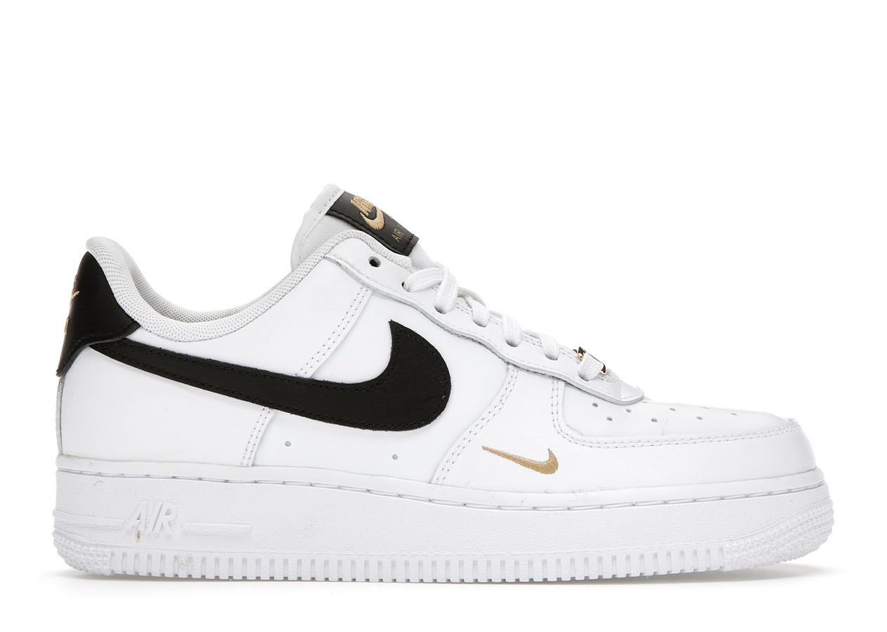 Nike Air Force 1 Low '07 Essential White Black Gold Mini Swoosh (W)